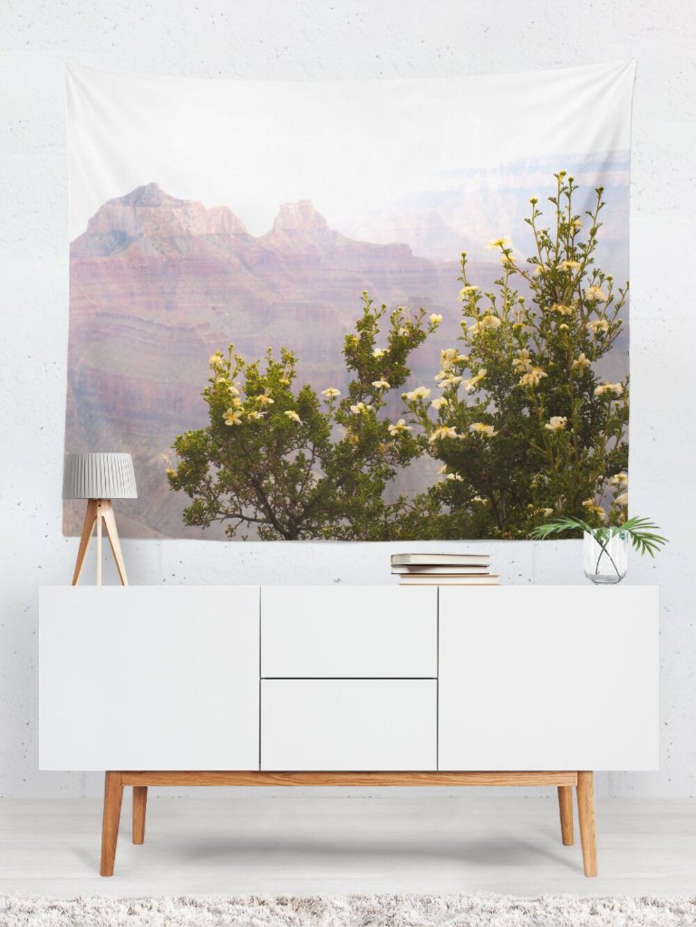 Grand Canyon Cliff Rose Flowers Wall Tapestry - 60x51 inches, Big!